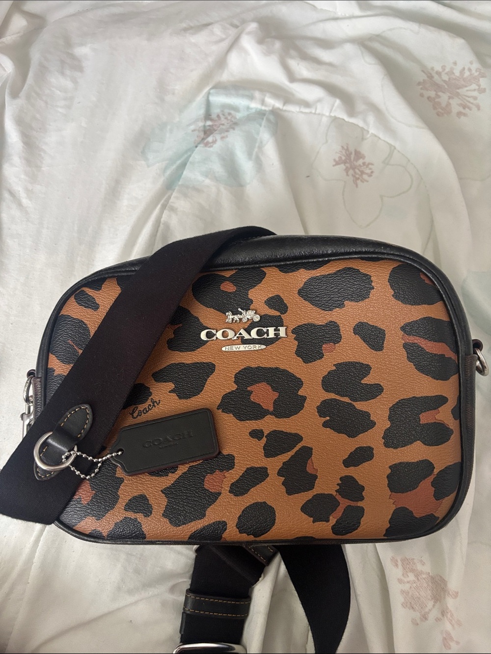 COACH Jamie Camera Bag in Canvas and Leopard Print